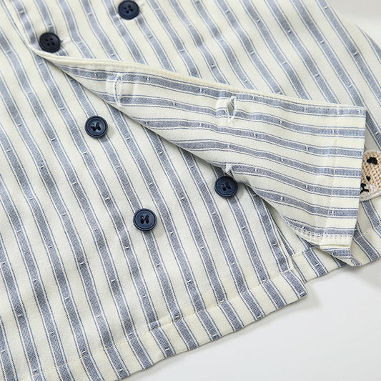 Summer Baby Kids Striped Pattern Top and Blue Shorts Clothing Set for