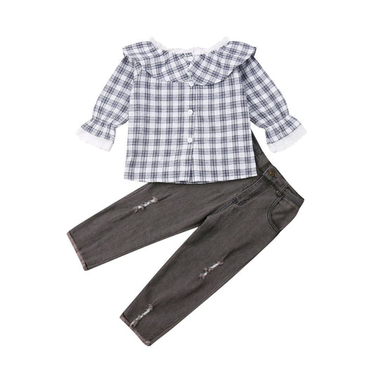 2 7T Toddler Baby Kids Lace Ruffle Clothes Set