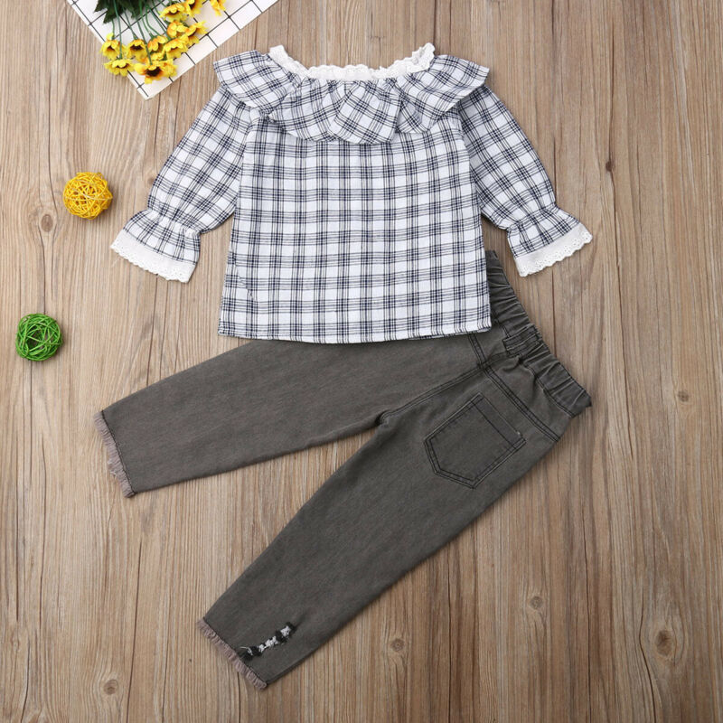 2 7T Toddler Baby Kids Lace Ruffle Clothes Set