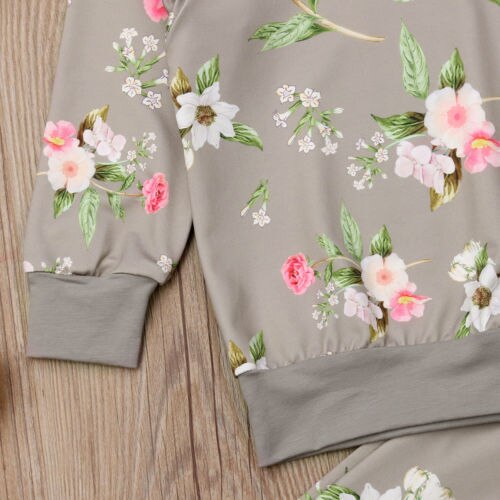 2018 Little Girls Floral Clothes Sets Kids Baby