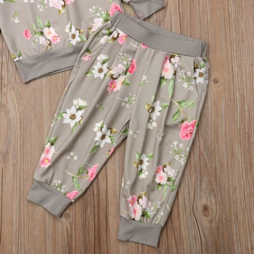 2018 Little Girls Floral Clothes Sets Kids Baby