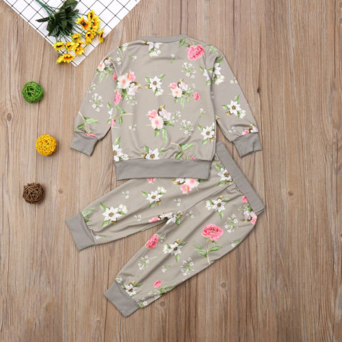 2018 Little Girls Floral Clothes Sets Kids Baby