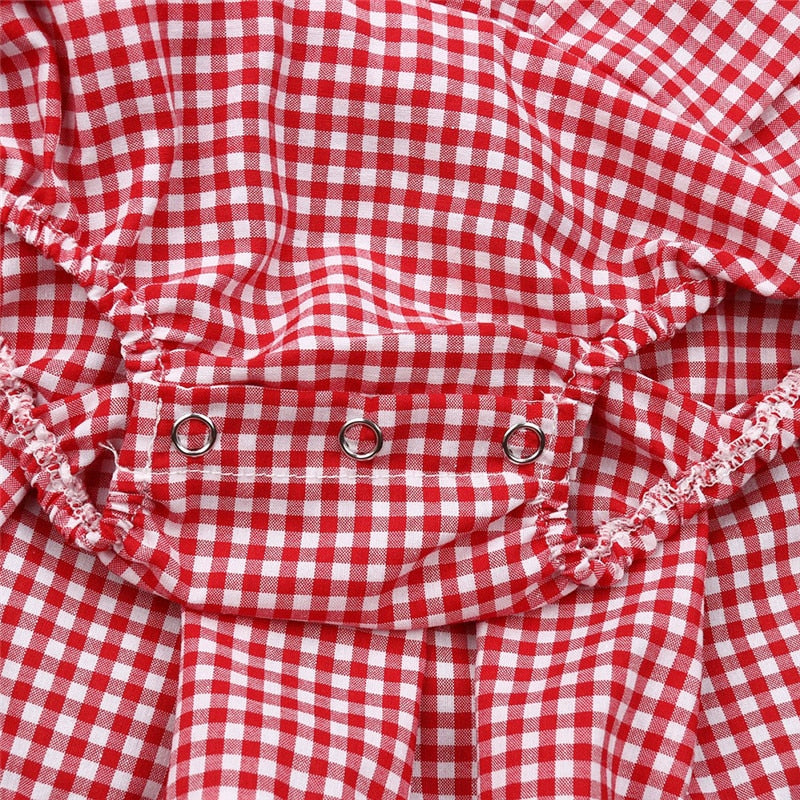 US Summer Newborn Kid Baby Girl Plaid Clothes